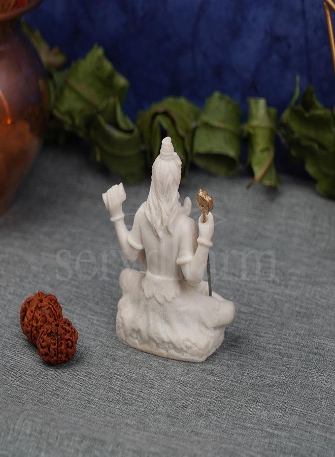 Servdharm Resin Lord Shiv Ji Murti - Home & Office Temple Decor - God Mahadev Idol for Car Dashboard (8x5x3 cm, White) - Image 3